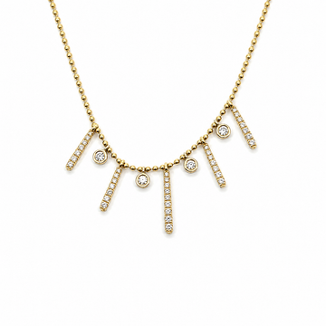 14kt Yellow Gold Diamond Dagger & Bezel Station Necklace
