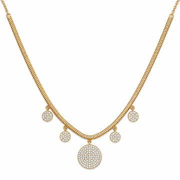 14kt Yellow Gold Pave Discs Snake Chain Necklace