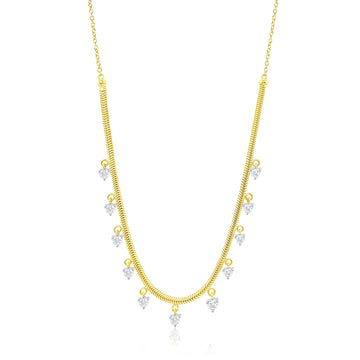 14kt Yellow Gold Snake Chain Dangle Diamond Necklace