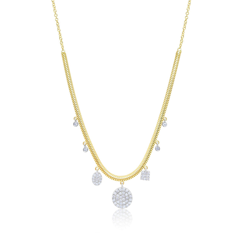 14kt Yellow Gold Snake Chain Disc Necklace