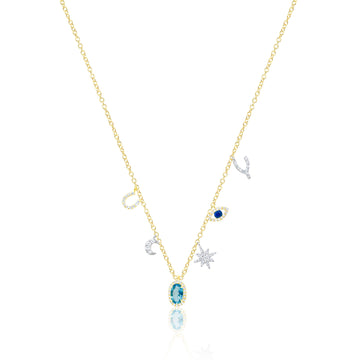 14kt Yellow Gold Lucky Charm Topaz Diamond Necklace