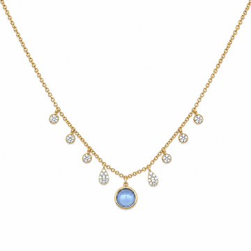 14kt Yellow Gold Blue Sapphire Diamond Dangles