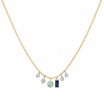 14kt Yellow Gold Blue Sapphire Dangle Necklace