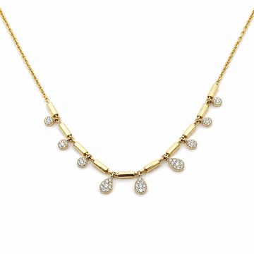 14kt Yellow Gold Pill Link Diamond Drop Necklace