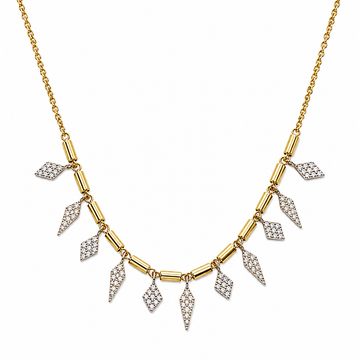 14kt Yellow Gold Pill Link Necklace with Diamond Dagger Drops