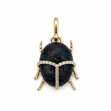 14kt Yellow Gold Pietersite & Diamond Ladybug Pendant