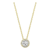 14kt Gold Halo Diamond Pendant Necklace