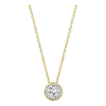 14kt Gold Halo Diamond Pendant Necklace