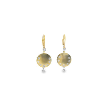 14kt Yellow Gold Gypsy Set Disc Drop Earrings