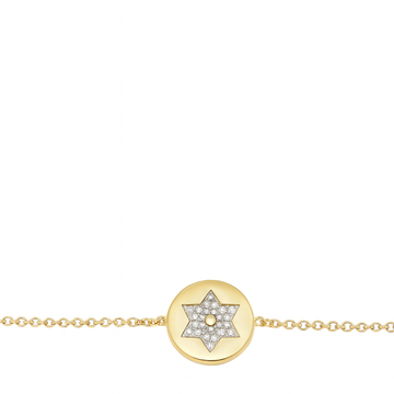 14kt Yellow Gold Diamond Dog Tag Star of David Bracelet