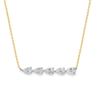 18kt Yellow Gold Pear Diamond Bar Necklace