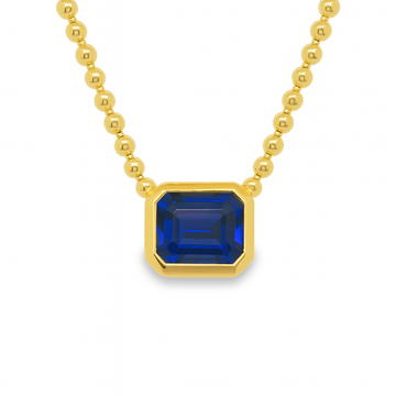 10kt Yellow Gold Recrystallized Sapphire Bezel Set Necklace