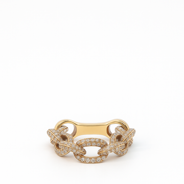 14kt Yellow Gold Rolling Pave Curb Link Ring