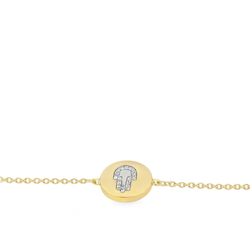 14kt Yellow Gold Diamond Dog Tag Hamsa Bracelet