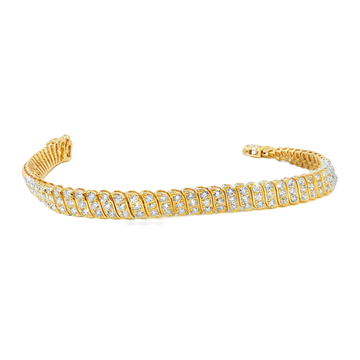 14kt Yellow Gold Angled Pave Diamond Bracelet