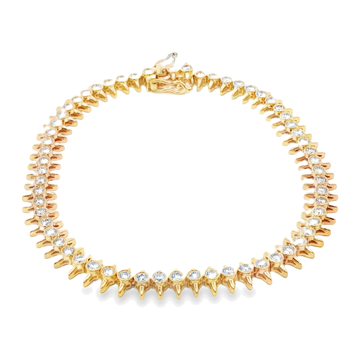 14kt Yellow Gold Spike Bezel Diamond Bracelet