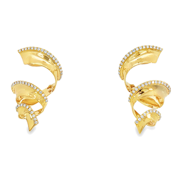 18kt Yellow Gold Diamond Moving Swirl Earrings