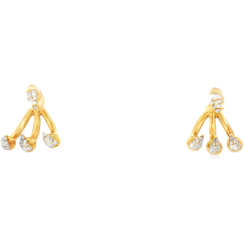 14kt Yellow Gold 3 Claw Diamond Hoop Earrings