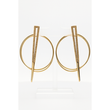 18kt Yellow Gold Open Circle With Diamond Spike Earrings