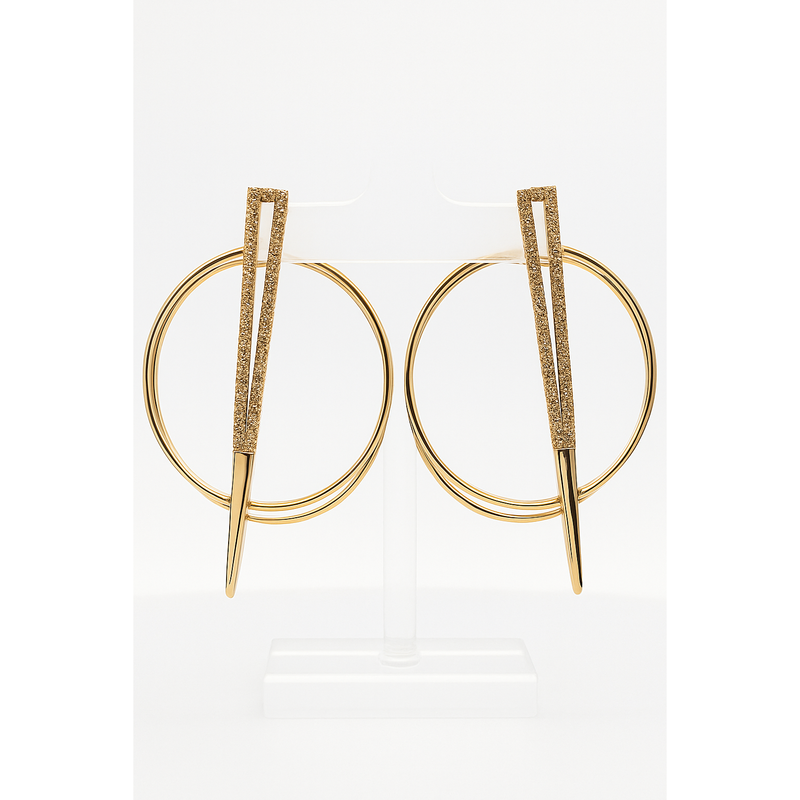 18kt Yellow Gold Open Circle With Diamond Spike Earrings