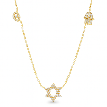 14kt Yellow Gold Floating Charm Diamond Frame Necklace