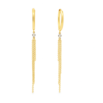 14kt Yellow Gold Diamond Hoop Earrings with Chains
