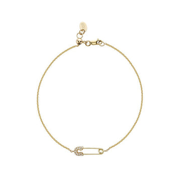 14kt Gold Diamond Safety Pin Bracelet