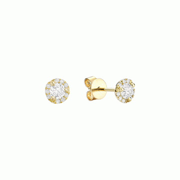 Yellow Gold Diamond Halo Studs 0.35ct