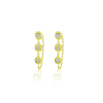 14kt Yellow Gold Bezel Chain Earring