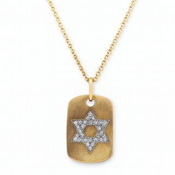 14kt Yellow Gold Dog Tag Hamsa with Diamonds