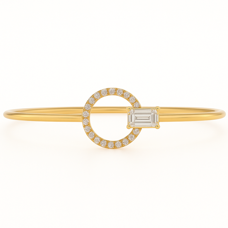 18kt Yellow Gold 11.5mm Circle Diamond Bracelet
