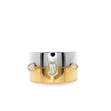 18kt White and Yellow Gold Bezel Multi Shape Diamond Ring
