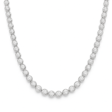 18kt White Gold Bezel Set Tennis Necklace
