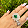 14kt Yellow Gold Emerald Crystal Diamond Flower Ring