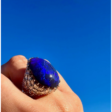 18kt White Gold Black Opal & Diamond Ring