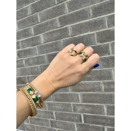 18kt Yellow Gold Diamond and Malachite Ring