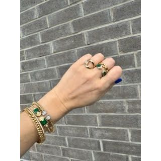 18kt Yellow Gold Diamond and Malachite Ring