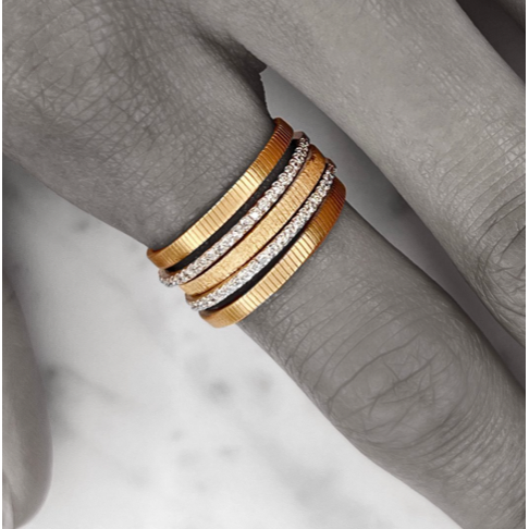 18kt Yellow and White Gold Ribbed Multi Band Ring