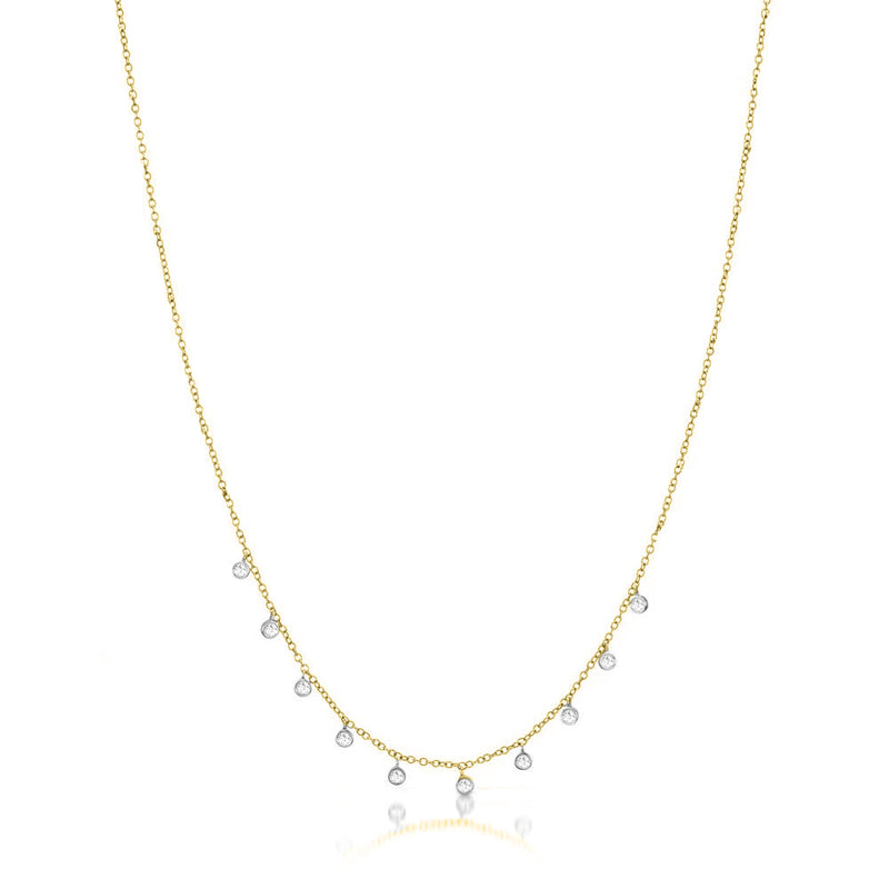 14kt Yellow Gold Diamond Dangling Bezel Necklace