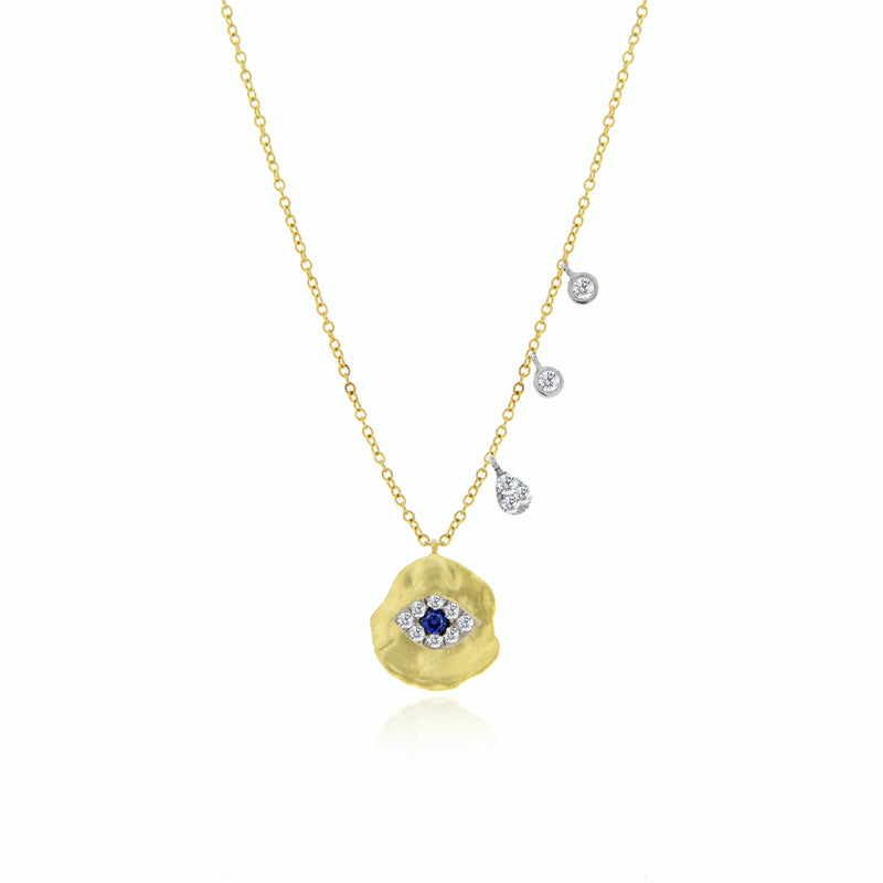 14kt Yellow Gold Evil Eye Coin Necklace