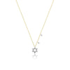 14kt White Gold Dainty Jewish Star Necklace with Diamond Bezels