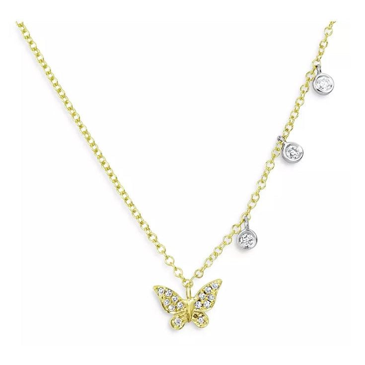 14kt Gold Dainty Diamond Butterfly Necklace