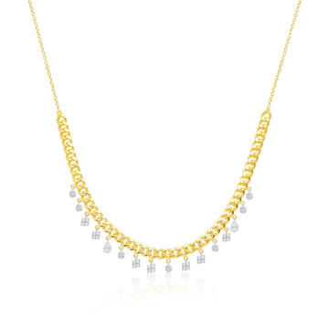 14kt Yellow Gold Curb Chain with Diamond Dangle Pendant