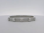 18kt White Gold 6.5mm Pave Bangle with Bezel Emerald Diamonds