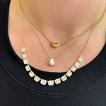 14kt Gold Baguette Diamond Halo Necklace