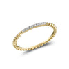 10kt Gold Bead and Pavé Diamond Bar Stacker Ring