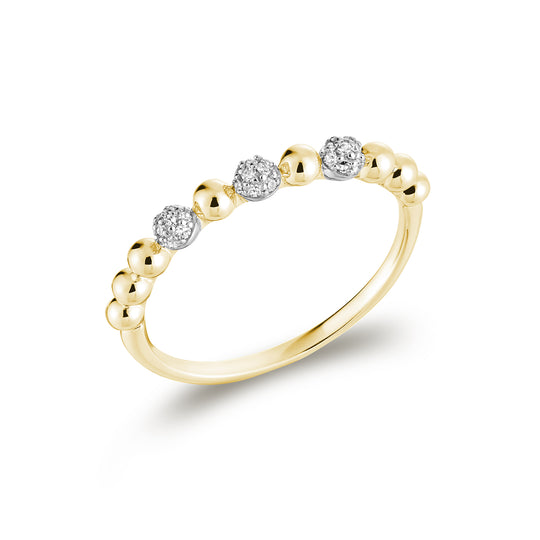 10kt Gold Bead and Diamond Stacker Ring