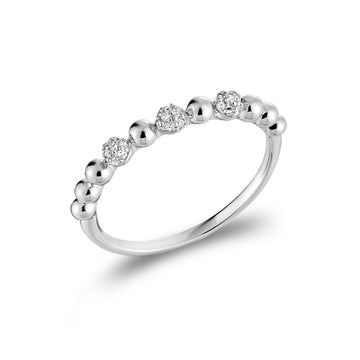 10kt Gold Bead and Diamond Stacker Ring