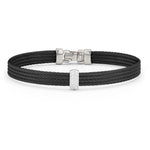 18kt Stainless Steel Black Diamond Bar Bracelet