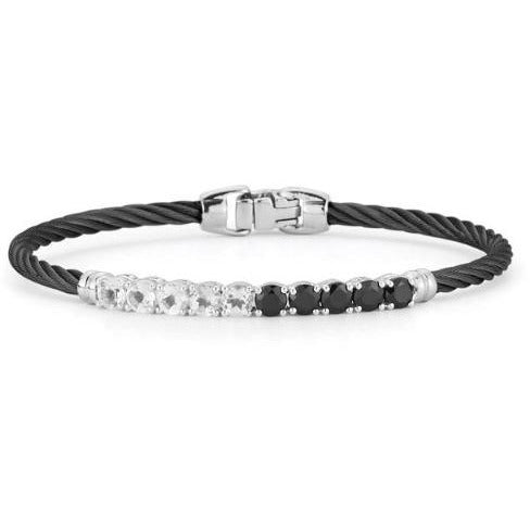 18kt Stainless Steel Black Cable Topaz Onyx Bracelet